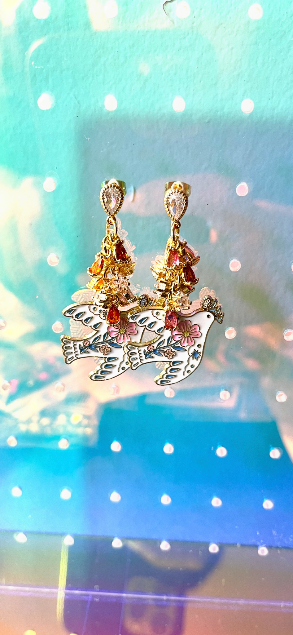 Pink + White Dove Earrings