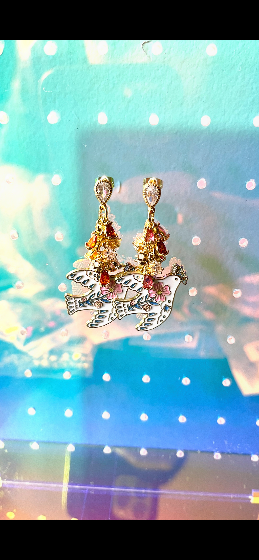 Pink + White Dove Earrings