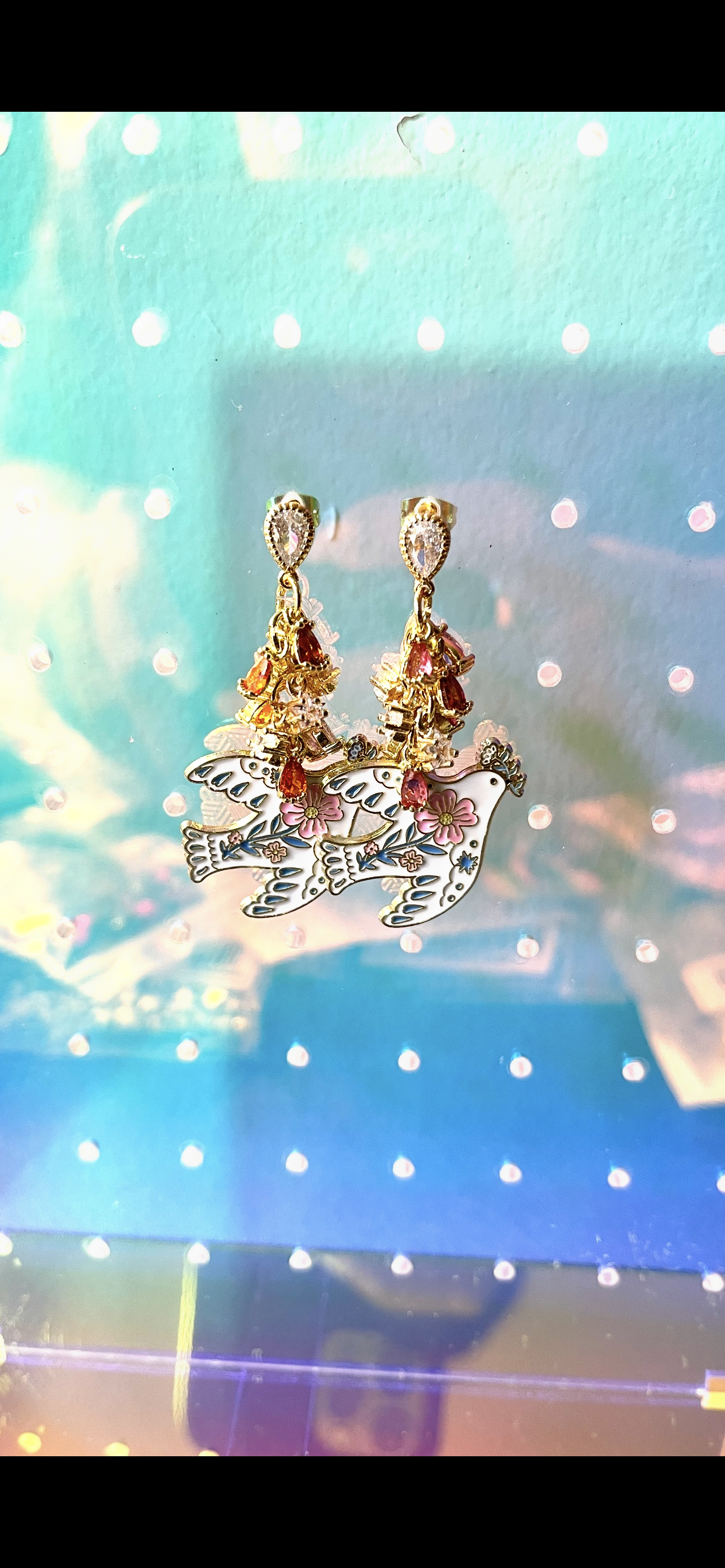 Pink + White Dove Earrings