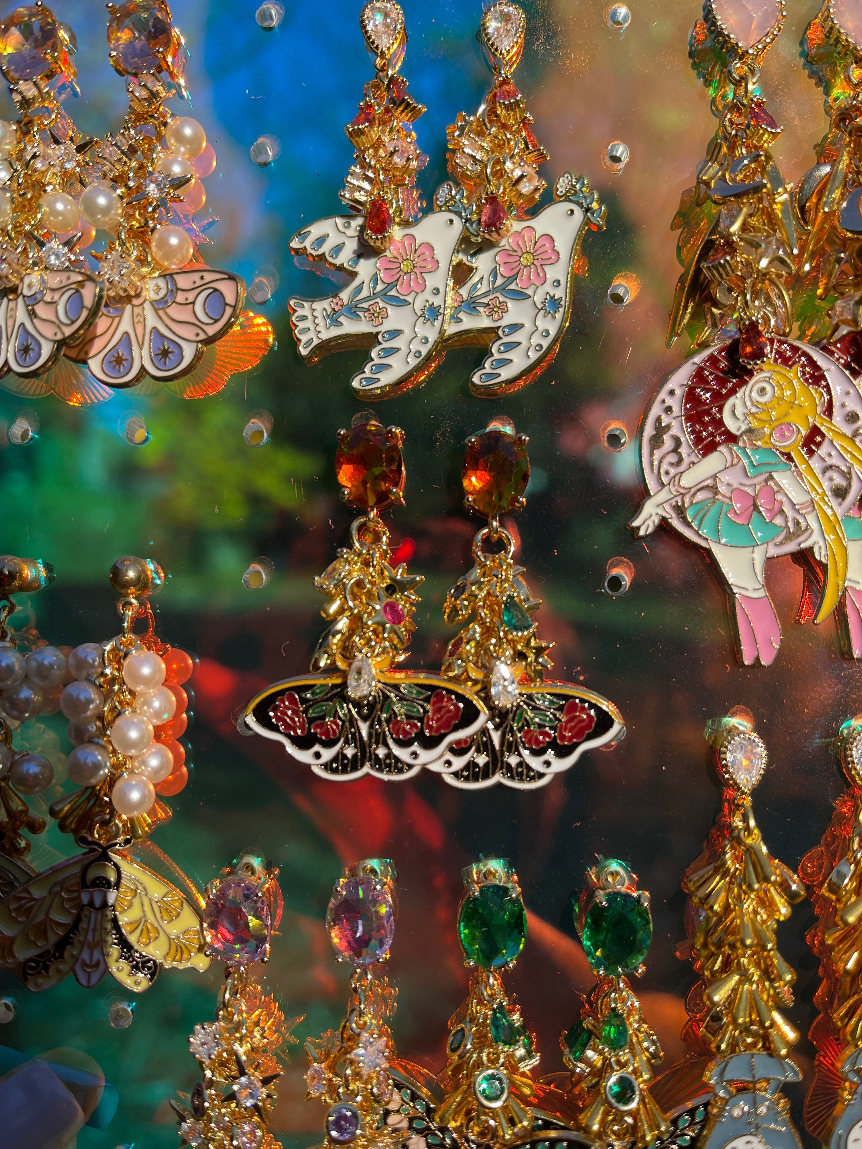 Black + Red Moth Earrings