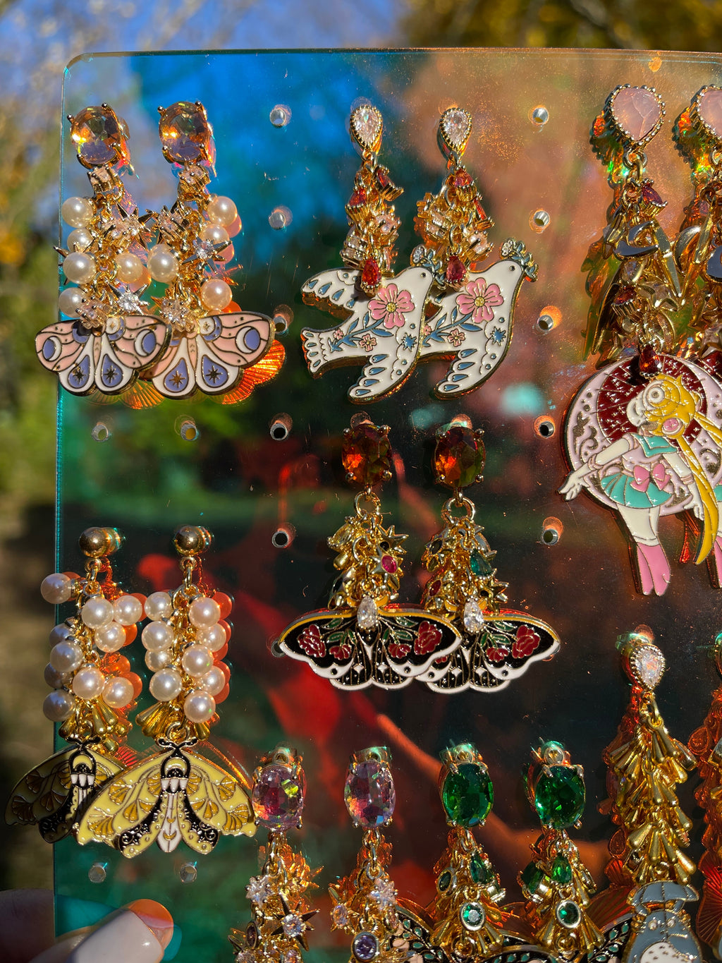 Pink + White Dove Earrings